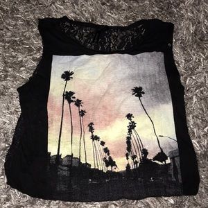 sunset lace back tank